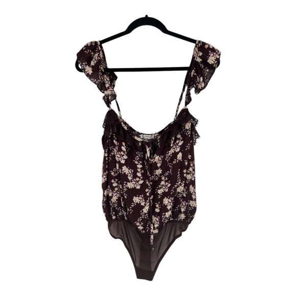 Free People bodysuit Take it away thong brown size Medium M - Picture 2 of 5